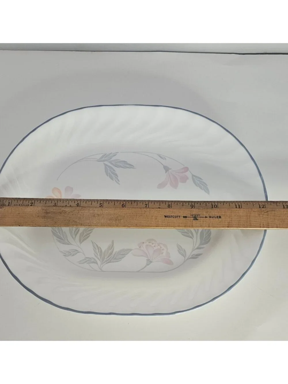 Corelle Pink Trio Serving Platter Pastel Flowers Swirl Rim oval meat cheese tray